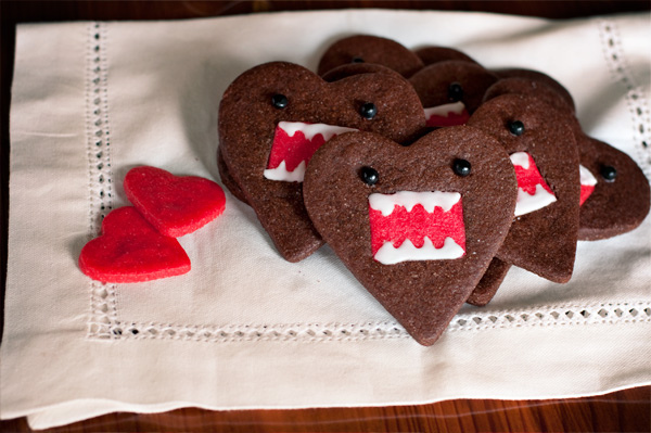 คุกกี้โดโมะ น่ารักๆ chocolate domo-kun heart cookies