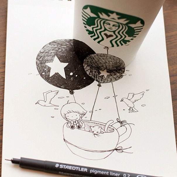 3D comics series จากถ้วย Starbuck แทนกระดาษวาดเขียน 25551218 151049